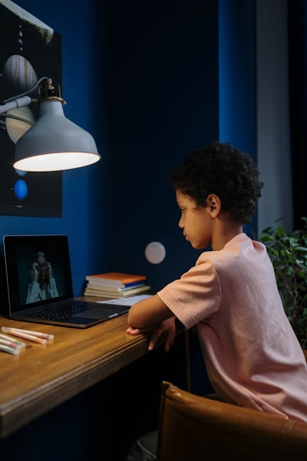 A young student at a desk representing education and digital tools